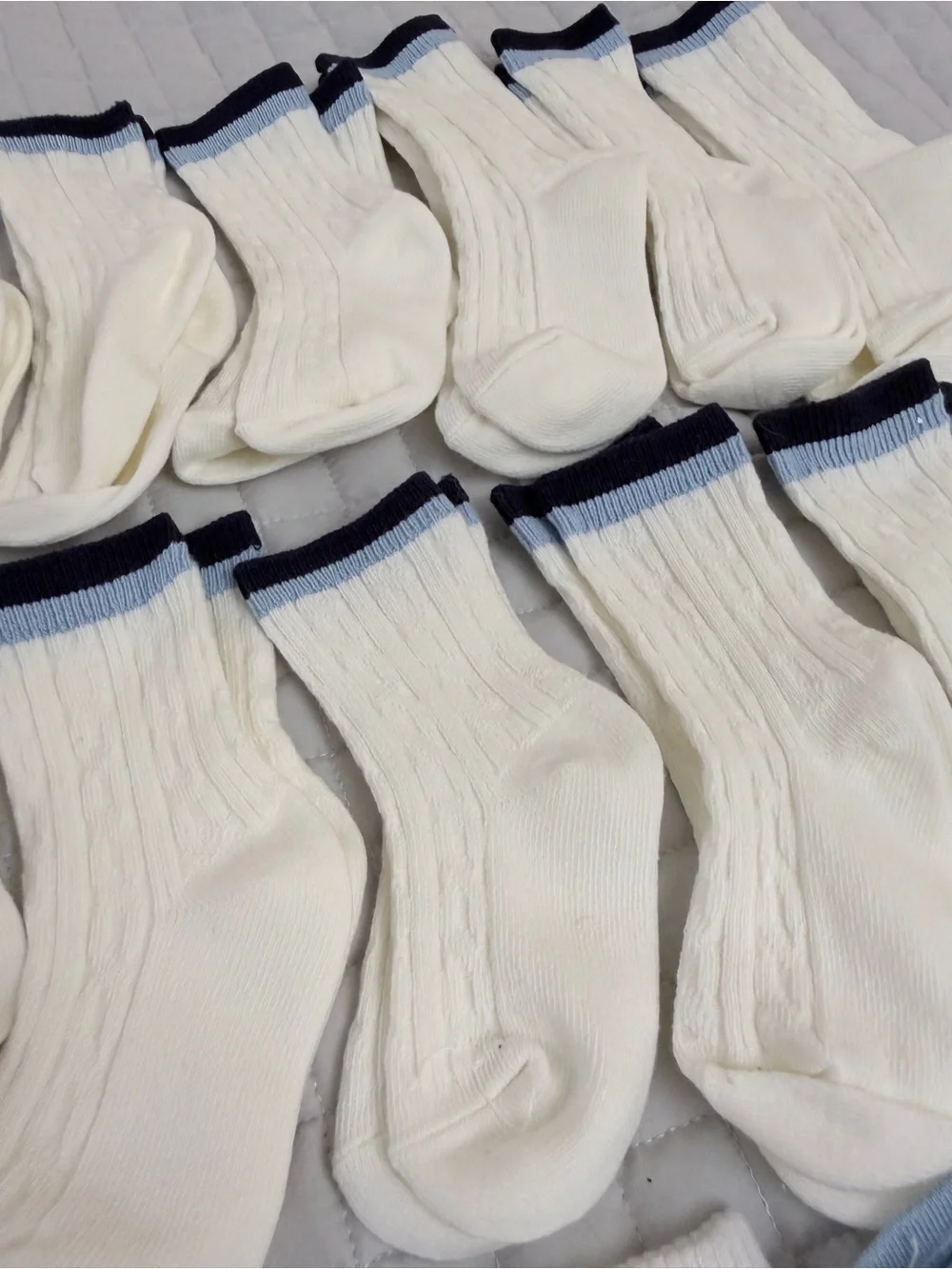 23 pairs Janie and Jack White and Light Blue Baby Sock Bundle
